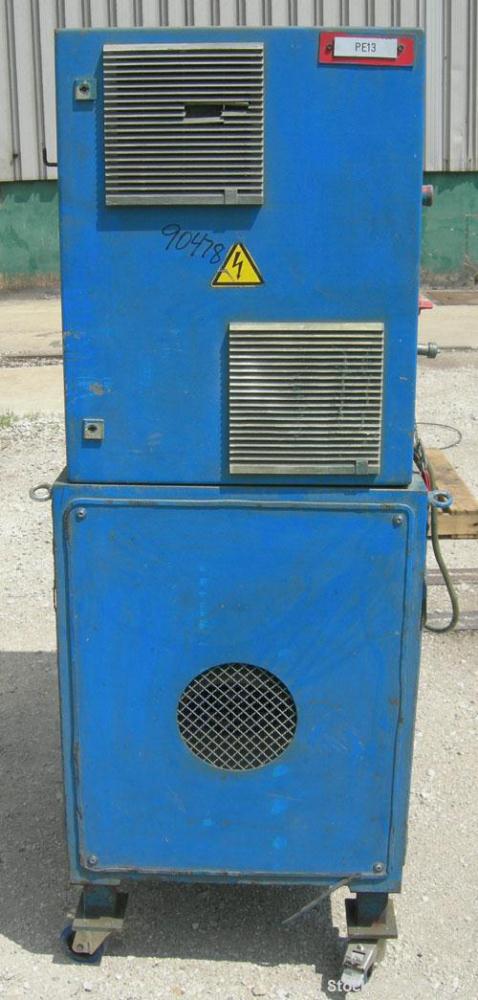 Used C.F. Scheer Strand Pelletizer, Model SGS 100-EL. Approximately 8" diameter x 4" wide 32 blade helical rotor. (1) Rubber, (1) metal pull roll. Driven by a 4 KW (5.3 HP) 3/50/230/400 Volt, 1440 RP...