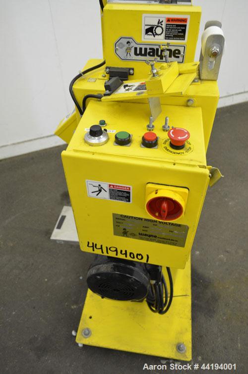 Used Wayne Machine & Die Pelletizer, Size 2", Carbon Steel. 2" Wide 8 fixed blade rotor, (1) rubber, (1) metal pull rolls. Driven by a 1-1/2hp, 180 volt, 1750 rpm DC motor. Includes a control panel w...