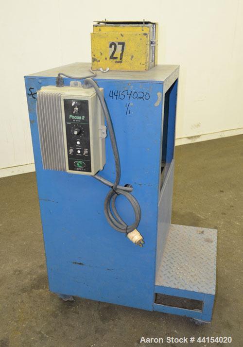 Used Wayne Pelletizer. Approximate 4" wide x 6" diameter (12) bolt on blade rotor. (1) Rubber, (1) metal pull rolls. Driven by an approximate 5hp motor. Includes a Focus 2 DC drive. Mounted on a fram...