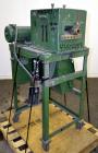 Used Cumberland Size 4 Pelletizer.  4” Wide x 8” diameter 16 bolt-on blade rotor, (1) rubber, (1) metal pull roll.  Driven by a 2 hp, 180 volt, 1750 rpm DC motor.  Unit mounted on a frame with caster...