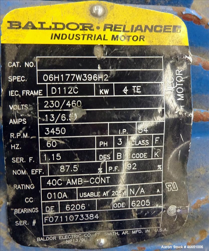 Used Underwater Pelletizing Head. No blades, driven by a 5hp, 3/60/230/460 volt, 3450 rpm motor. Mounted on a cart with wheels. Includes a water chamber, filter, hopper.