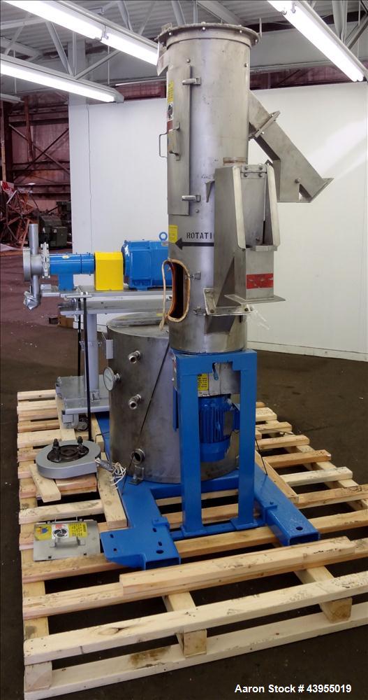Used Gala Underwater Pelletizer, Model 6D MUP, Includes (24) hole die, Serial# 880224. Driven by a 5hp DC motor, mounted on a cart. (1) Gala spin dryer, model 8.2 BF, serial# 880224, driven by a 5hp ...