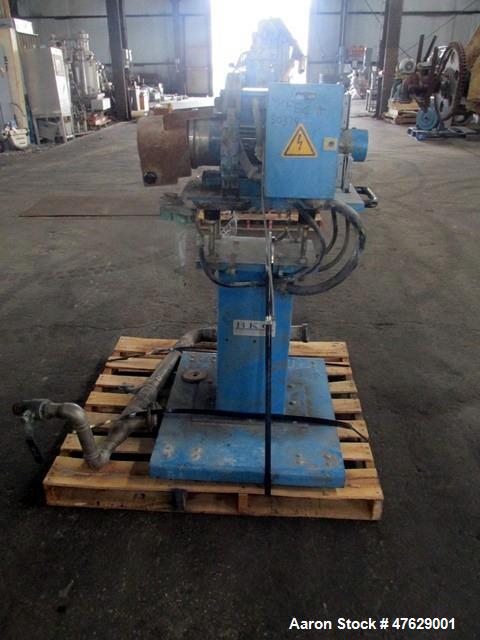 Used BKG Underwater Pelletizer System. Consisting of: Model UWG Compact 120 cutter head with water box, 6 kw, 460 volt, nominally rated up to 4000 pounds per hour, serial# 2003 11 25, built 2003. Mod...
