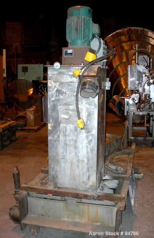 USED: Beringer water ring pelletizer, model WRP12V. Includes water slide with heat exchanger and tank, 2 hp spin dryer, 2 hp cutting head and control panel. Built 1987.