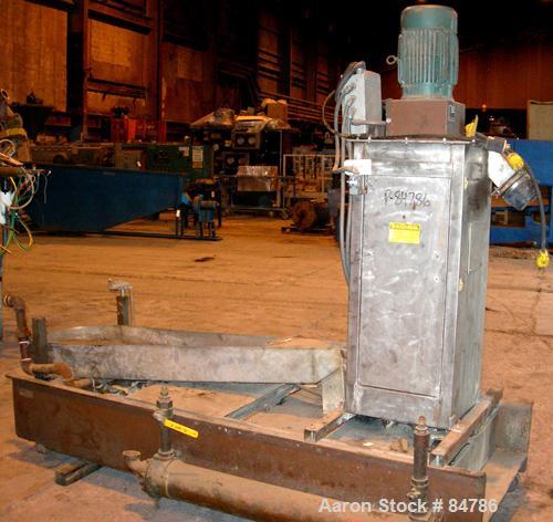 USED: Beringer water ring pelletizer, model WRP12V. Includes water slide with heat exchanger and tank, 2 hp spin dryer, 2 hp cutting head and control panel. Built 1987.