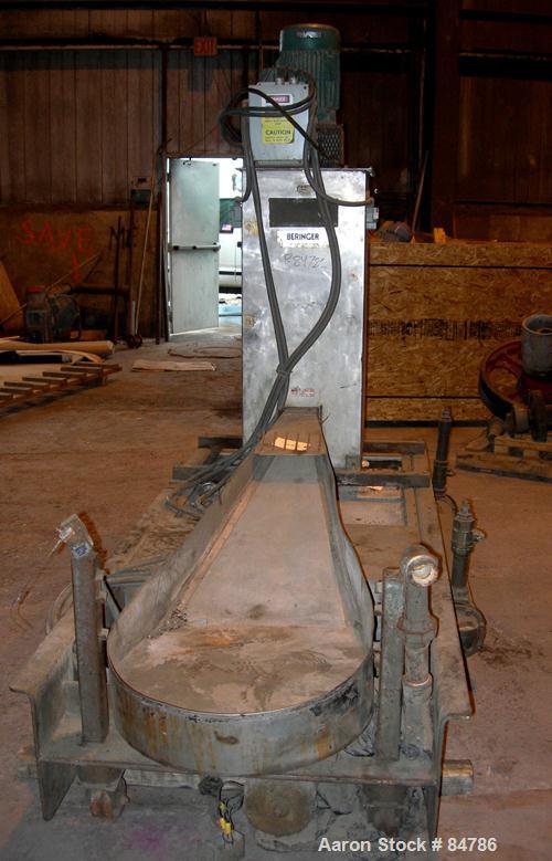 USED: Beringer water ring pelletizer, model WRP12V. Includes water slide with heat exchanger and tank, 2 hp spin dryer, 2 hp cutting head and control panel. Built 1987.