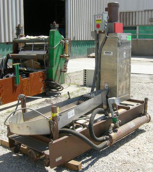 Used Beringer model WRP12V underwater pelletizer system consisting of: (1) Pelletizing head with 4 blades, driven by a 2 hp, 3/60/208-230/460 volt, 1725 rpm motor, mounted on a stand; (1) stainless s...