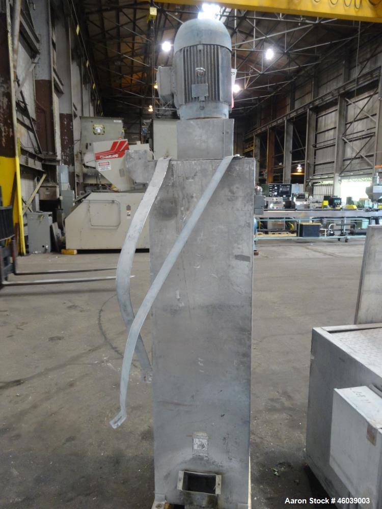 Used Beringer Underwater Pelletizer system consisting of: (1) Pelletizing head, no blades, driven by a 7.5hp, 3/60/208-230/460 volt, 1725 rpm motor, mounted on a stand. (1) Carter Day 304 stainless s...
