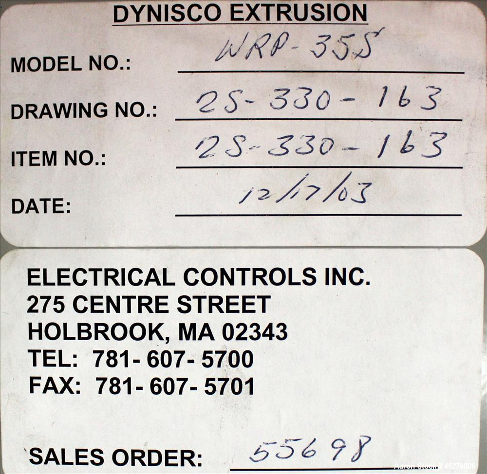 Used Dynisco Underwater Pelletizing System, Model WRP 35S W/TD15.