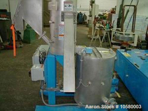 Used Gala model 5 underwater micro mini underwater pelletizer. 20 gpm water system, 8.1 centrifugal dryer having a 3 hp motor. Dryer reported rebuilt by Gala in 2006 and unused since. 4 head knife cu...