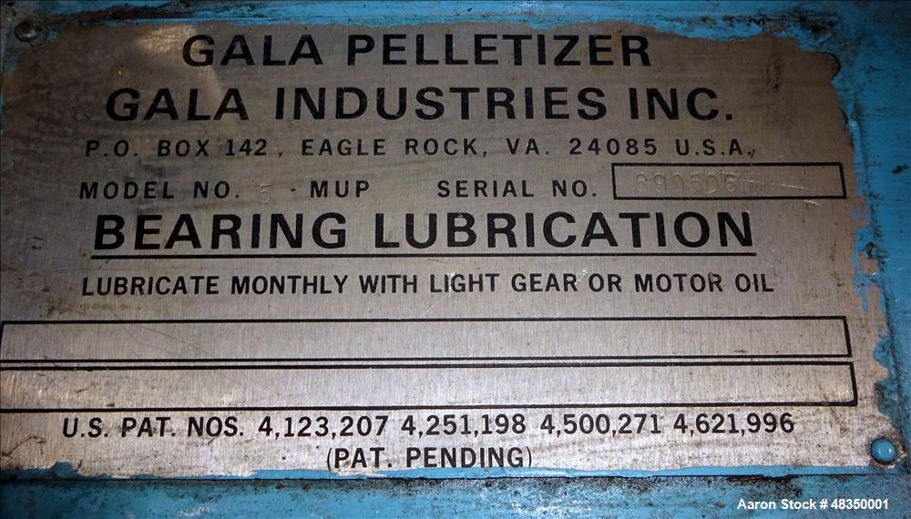 Used Gala Under Water Pelletizing System