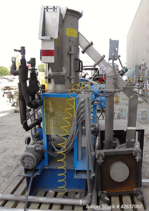 Used Gala Underwater Pelletizing System Consisting Of: (1) Gala cutting head, model 6D, mounted on a stand, driven by a 5hp, 3/60/230/460 volt, 3455 rpm motor, no blades. (1) Gala water tank, model 4...