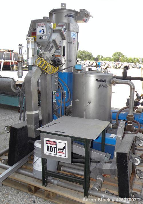 Used Gala Underwater Pelletizing System Consisting Of: (1) Gala cutting head, model 6D, mounted on a stand, driven by a 5hp, 3/60/230/460 volt, 3455 rpm motor, no blades. (1) Gala water tank, model 4...