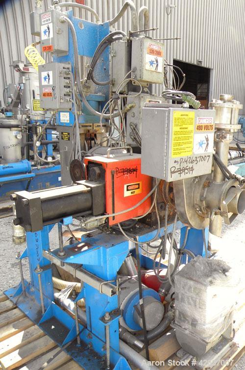 Used Gala Underwater Pelletizing System Consisting Of: (1) Gala cutting head, model 6D, mounted on a stand, driven by a 5hp, 3/60/230/460 volt, 3455 rpm motor, no blades. (1) Gala water tank, model 4...