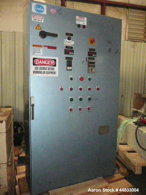 Used Gala #6 Underwater Pelletizing System Consisting Of: (1) Underwater pelletizing head, water tempering system with 40 gallons per minute capability, and a Gala spin dryer. Previously used reclaim...