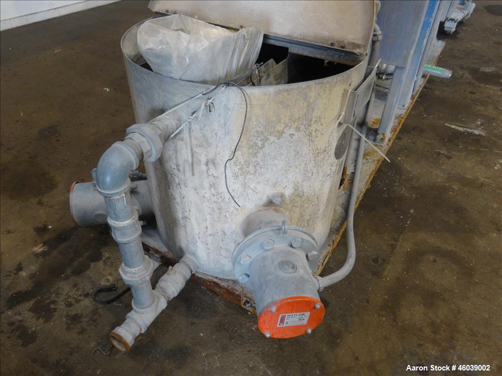 Used Gala Underwater Pelletizing System Consisting Of: (1) Gala cutting head, model 6D, serial# 972498. Includes blades, and stand. Driven by a 5hp, 3/60/230/460 volt, 3455 rpm motor. (1) Gala water ...