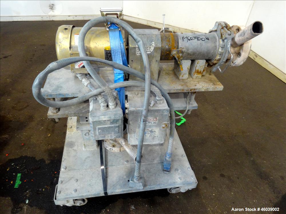 Used Gala Underwater Pelletizing System Consisting Of: (1) Gala cutting head, model 6D, serial# 972498. Includes blades, and stand. Driven by a 5hp, 3/60/230/460 volt, 3455 rpm motor. (1) Gala water ...