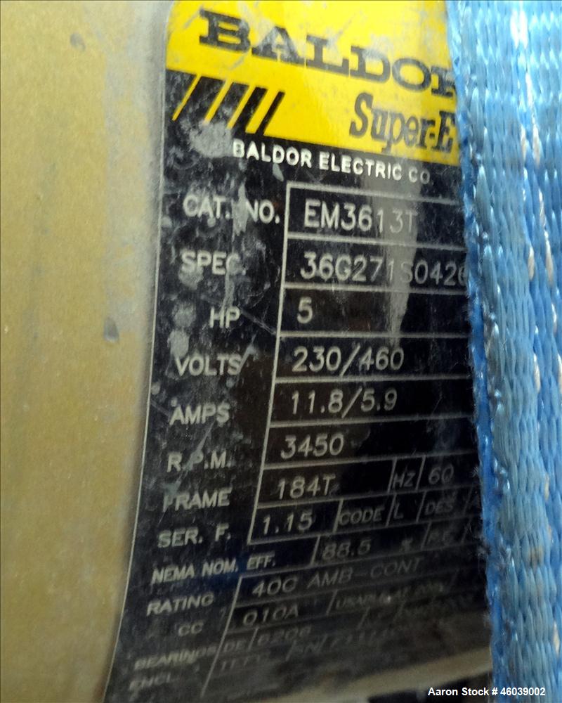Used Gala Underwater Pelletizing System Consisting Of: (1) Gala cutting head, model 6D, serial# 972498. Includes blades, and stand. Driven by a 5hp, 3/60/230/460 volt, 3455 rpm motor. (1) Gala water ...