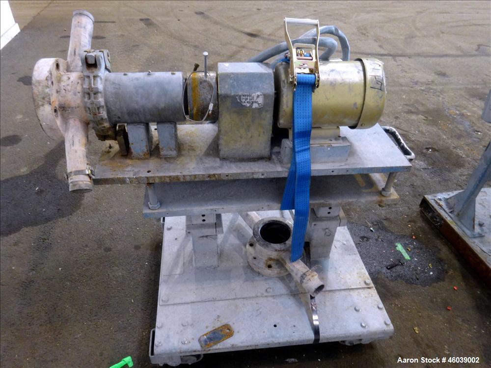 Used Gala Underwater Pelletizing System Consisting Of: (1) Gala cutting head, model 6D, serial# 972498. Includes blades, and stand. Driven by a 5hp, 3/60/230/460 volt, 3455 rpm motor. (1) Gala water ...