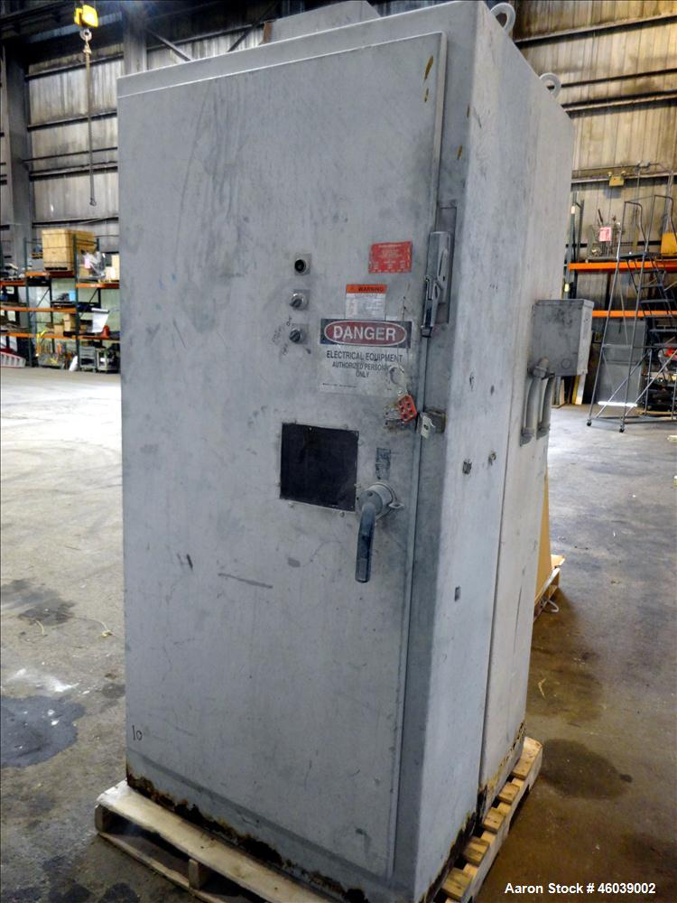 Used Gala Underwater Pelletizing System Consisting Of: (1) Gala cutting head, model 6D, serial# 972498. Includes blades, and stand. Driven by a 5hp, 3/60/230/460 volt, 3455 rpm motor. (1) Gala water ...