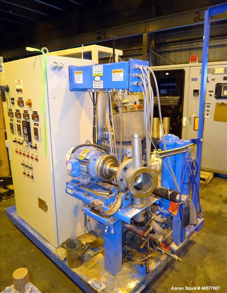Used (1) Gala pelletizer model SLC 6, driven by a 4 kw 230-460 volt, 3450 rpm motor, serial number 982439 (1) Gala spin dryer model 8.1BF, approximate 8" diameter x 26" chamber driven by a 3 hp, 208-...
