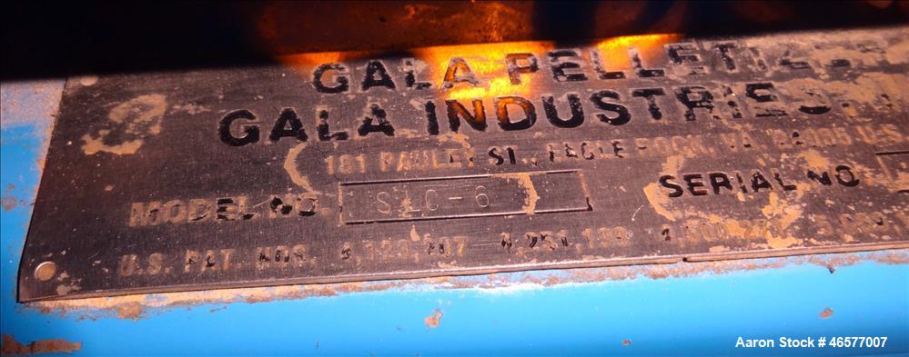 Used (1) Gala pelletizer model SLC 6, driven by a 4 kw 230-460 volt, 3450 rpm motor, serial number 982439 (1) Gala spin dryer model 8.1BF, approximate 8" diameter x 26" chamber driven by a 3 hp, 208-...