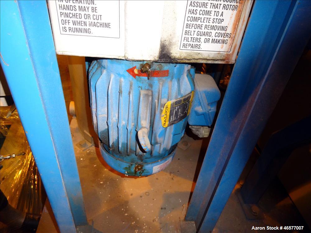 Used (1) Gala pelletizer model SLC 6, driven by a 4 kw 230-460 volt, 3450 rpm motor, serial number 982439 (1) Gala spin dryer model 8.1BF, approximate 8" diameter x 26" chamber driven by a 3 hp, 208-...