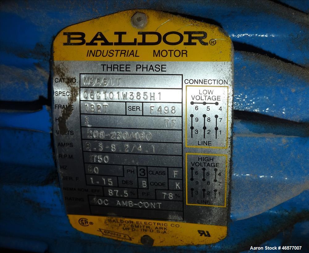 Used (1) Gala pelletizer model SLC 6, driven by a 4 kw 230-460 volt, 3450 rpm motor, serial number 982439 (1) Gala spin dryer model 8.1BF, approximate 8" diameter x 26" chamber driven by a 3 hp, 208-...