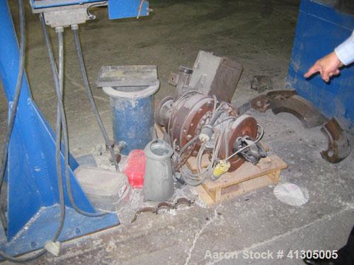 Used Gala Underwater Pelletizing System consisting of: (1) Pedestal mounted cutting head (no blades), approximate 3 hp motor, and cutting chamber. (1) Approximate 53 mm twin screw adapter. (1) Model ...