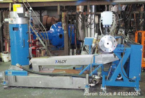 Used Xaloy Water Ring Pelletizer, Model WRP-12I 12V. Consisting of: 2 hp, 230/460 volt die face cutter with VFD controller, water ring adapter, stainless steel dewatering screen, 3 hp 230/460 volt sp...