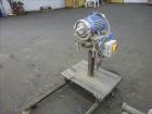 Used Underwater Pelletizing Head. No blades, driven by a 5hp, 3/60/230/460 volt, 3450 rpm motor. Mounted on a cart with wheels. Includes a water chamber, filter, hopper.
