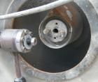 USED: Cincinnati hot face pelletizer. Last used with a twin screw extruder. Approximate 2 hp pelletizer motor, no rotor or blades. Includes a bottom discharge hopper with a Cincinnati model PB18 alum...
