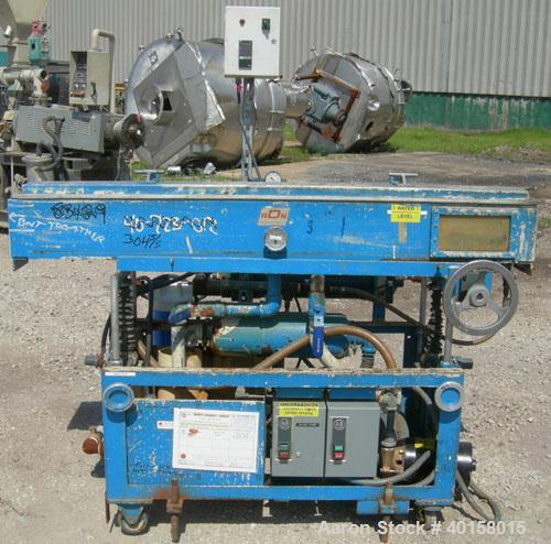 Used RDN vacuum sizing tank, model 2D-1V-1T-6, 304 stainless steel. 8" wide x 7.5" deep x 72" long. (1) section with a cover. 4" diameter end openings. Includes holding tank, heat exchanger, 1-1/2 hp...