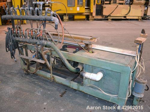 Used Vacuum Calibration Table Consisting Of: (1) 11-1/2" Wide x 59-5/8" long  x 1-3/4" deep vacuum table section; (1) stainless steel pan; (1) Vacuum pump, driven by a 5hp, 3/60/208-230/460 volt, 175...