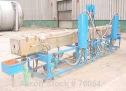 USED:Vacuum sizing tank, stainless steel. 14" wide x 14" deep x 20'long. 4 sections. Unit includes (2) 1 hp MP pumps, (2) 5 hp vacuumpumps.