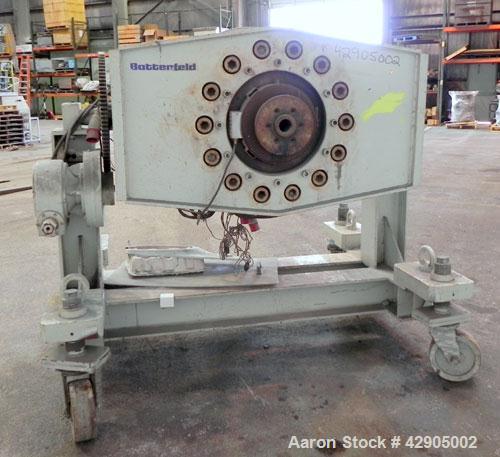 Used Battenfeld 24’’ Maximum Diameter PVC Pipe Extrusion Line. Consisting of: (1) Battenfeld 168 mm counter-rotating twin screw extruder, model BEX-2-168/28, serial# 9621-61, built 2000. Electrically...
