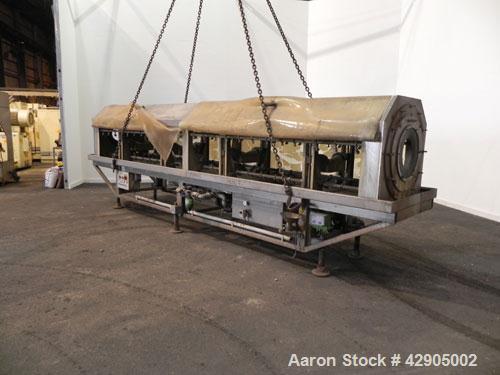 Used Battenfeld 24’’ Maximum Diameter PVC Pipe Extrusion Line. Consisting of: (1) Battenfeld 168 mm counter-rotating twin screw extruder, model BEX-2-168/28, serial# 9621-61, built 2000. Electrically...
