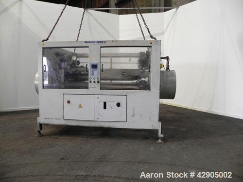 Used Battenfeld 24’’ Maximum Diameter PVC Pipe Extrusion Line. Consisting of: (1) Battenfeld 168 mm counter-rotating twin screw extruder, model BEX-2-168/28, serial# 9621-61, built 2000. Electrically...