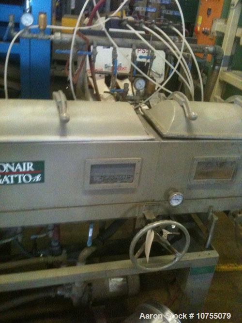 Used Conair Jetro/Gatto Model DPC1070-14-3 Vacuum Sizer Tank. Right to left operation. 230/3/60, 9.75 maximum amps, 2 hp water and vacuum pumps, 72" long Section One, 72" long Section Two, and 24" lo...