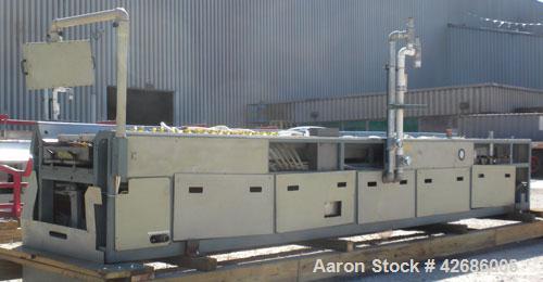 Used Crown Vacuum Calibrating Table, Model CMZDY. Stainless steel pan 24" wide x 231" long x approximately 3-3/4" deep. 2. The dies are connected with aluminum alloy “T” guiding rails and bolts. Incl...