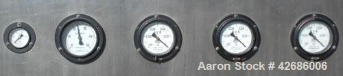 Used Crown Vacuum Calibrating Table, Model CMZDY. Stainless steel pan 24" wide x 231" long x approximately 3-3/4" deep. 2. The dies are connected with aluminum alloy “T” guiding rails and bolts. Incl...