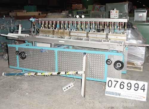 Used Extruplast Vacuum Calibration Table, Model KT2/2-3. Consisting of: (4) 15-3/4" long sections, approximately 2" wide x 2" high. Stainless steel bottom pan with top spray system, approximately (2)...