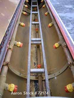 USED: Johnson vacuum sizer, stainless steel. 12" wide x 12" deep x 12' long tank. 3" diameter opening. Hinged cover, mounted on an adjustable portable base. Includes a 5 hp circulating system.