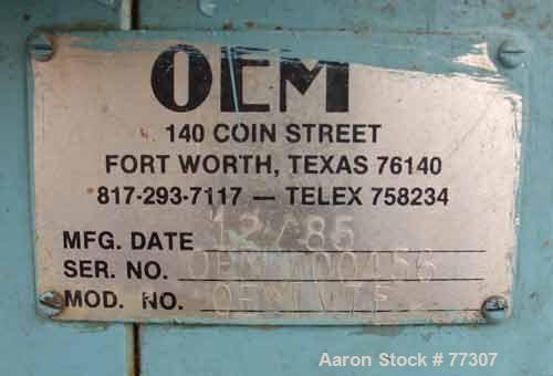 Used OEM Vacuum Sizing Tank, Model OEM VTF, Stainless Steel. 14" wide x 14" deep x 168" long. 3 section with 2 covers. 7-1/2" diameter end openings. Includes holding tank, heat exchanger, 5 hp vacuum...