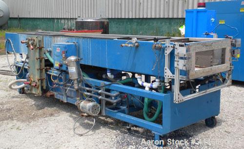 Used RDN Vacuum Calibration Tank, Model 8D-1V-2T-15S, 304 stainless steel. 34" wide x 14-1/2" deep x 192" long. No top covers. Includes holding tank, heat exchanger, centrifugal pumps, and an Allen B...