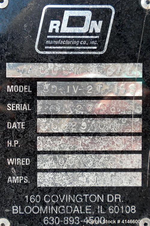 Used RDN Vacuum Calibration Tank, Model 8D-1V-2T-15S, 304 stainless steel. 34" wide x 14-1/2" deep x 192" long. No top covers. Includes holding tank, heat exchanger, centrifugal pumps, and an Allen B...
