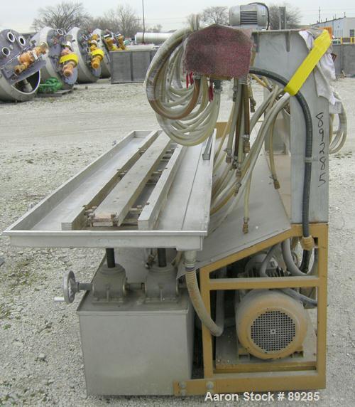 Used Royal Machine Vacuum Calibration Table, model 004, consisting of: (1) 26" wide x 118" long x 2" deep 304 stainless steel pan; (2) vacuum pumps, each driven by a 20 hp, 3/60/575 volt, 1750 rpm mo...