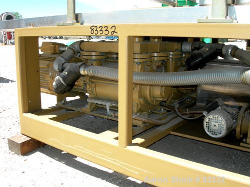 USED: Royal Machine vacuum calibration table, model 004. Consisting of: (1) 42" wide x 69" long vacuum table section; (1) stainless steel pan; (2) Pompetravaini model 65-45011-C/GH-Z vacuum pumps, ea...