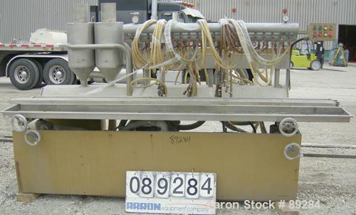 Used Royal Machine Vacuum Calibration Table, model 004, consisting of: (1) 26" wide x 118" long x 2" deep 304 stainless steel pan; (2) vacuum pumps, each driven by a 20 hp, 3/60/575 volt, 1750 rpm mo...