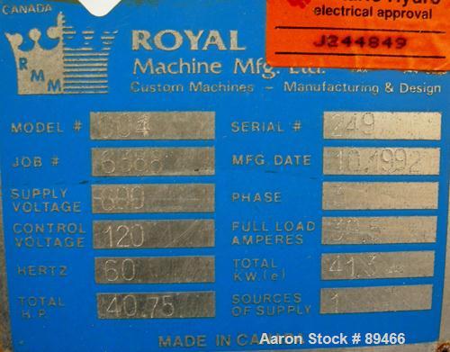 USED: Royal Machine vacuum calibration table, model 004, consisting of: (1) 26" wide x 118" long x 2" deep stainless steel p...